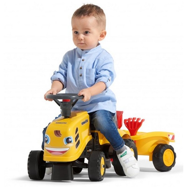 Продукт Falk Komatsu - Бебешки трактор с ремарке , гребло и лопатка – жълт - 0 - BG Hlapeta